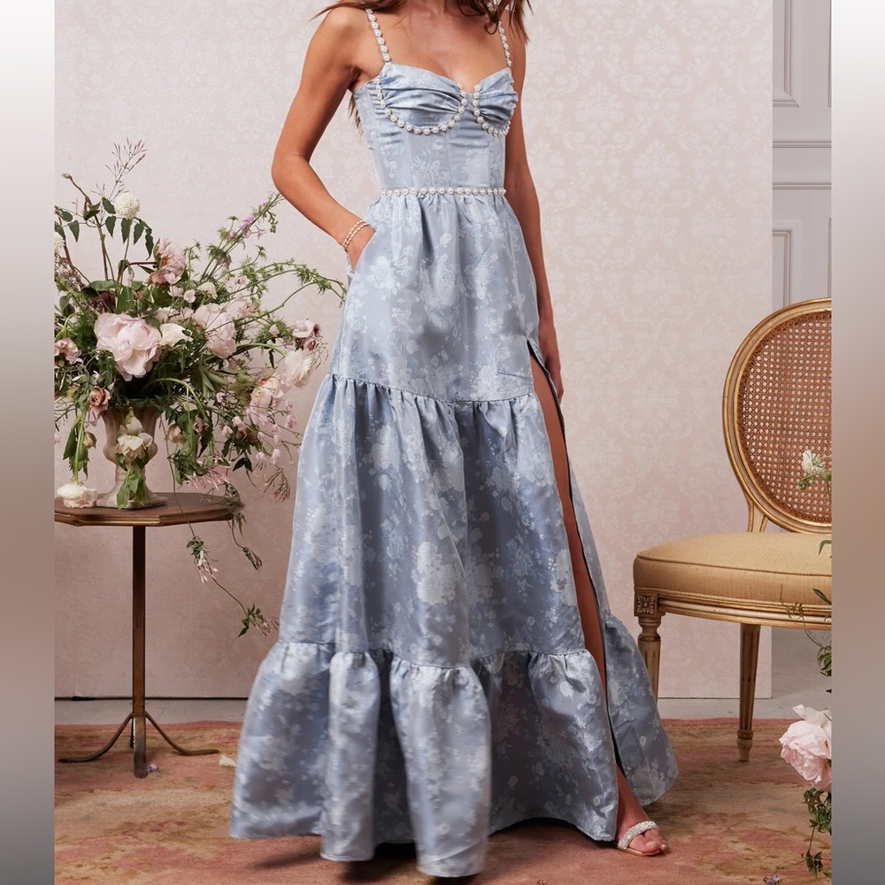 V. Chapman Lucetta Evening Gown Light Blue